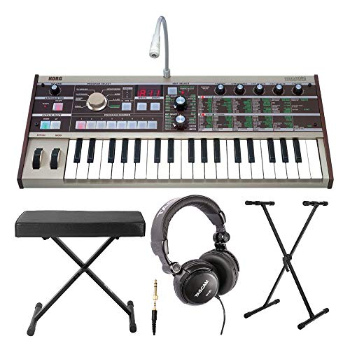 Korg Microkorg Compact Modeling Analog Synthesizer With 8 Band Vocoder And Microphone With Keyboard Bench And Digital Piano Headphones #TOP21