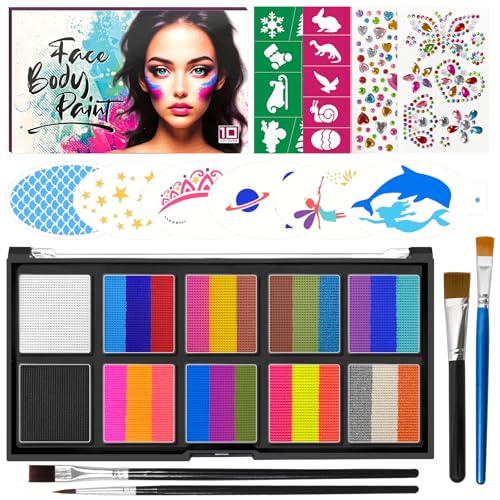 Peinture Corporelle,26 Couleurs Peinture Visage Enfant,Palette de Maquillage Enfants,Peinture Visage Couleur Macaron pour Carnaval Halloween Noël Cosplay...