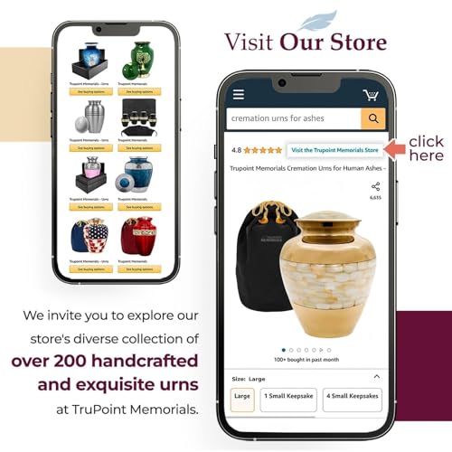 Image of Trupoint Memorials Cremation Urns for Human Ashes, Funeral Memorial Urn for Male and Female, Decorative Burial Metal Urn Collection for Adult Men & Women - Gold, Adult (200 LB)