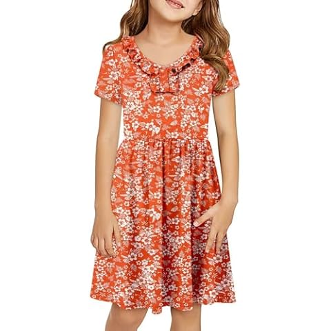 Yoklass Girls Floral Ruffle Dress Cover