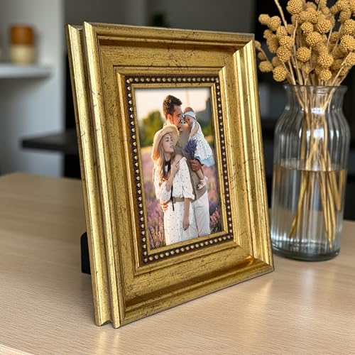 Image of Art Street Elegant Vintage Table Photo Frame for Tabletop With Back Stand, 4x6 Inch Photo, Decorative Frames Perfect for Home Decor, Unique Gift Idea, Durable, Birthday, Wedding, Return Gift (Gold)