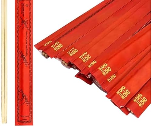 52USA Disposable Bamboo Chopsticks (500 Sets), Wooden Japanese Chopstick Bulk, 9'' Long Chopsticks Disposable, Individually Wrapped Chinese Chopstick