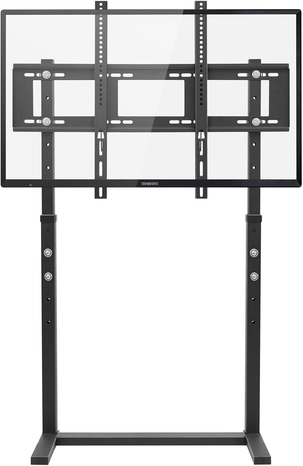 unho Universal Against The Wall TV Stand Floor: Free Standing Mount Stand with Height Adjustable Bracket for TV Bench Compatible with 32-85 inch Flat Panel LED LCD Plasma Screens (Black)