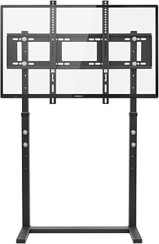 unho Universal Against The Wall TV Stand Floor Free Standing Mount Stand with Height Adjustable Bracket for TV Bench Compatible with 32-85 inch Flat Panel LED LCD Plasma Screens Black