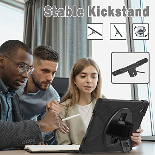 Braecn Samsung Galaxy Tab A8 10.5 Inch 2022 Case, Drop-Proof With 360 Rotating Hand Strap/Hand Strap/Adjustable Shoulder Strap For Galaxy Tab A8 10.5 Inch Sm-X200/X205/X207-Black #TOP2