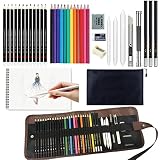 Sketch Pencil Set, 38pcs Art Supplies with Sketching Drawing Pencils, Oil Colored Pencils, Charcoal