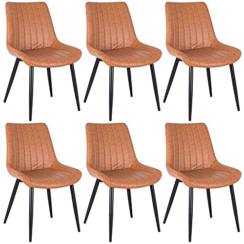Laráz, Kit 6 Cadeiras estofada Chicago com design industrial - Marrom