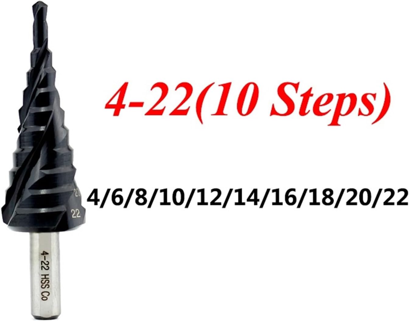 1Pcs M35 Cobalt TiAIN & M2 Step Drill Bit 3 Spiral Flutes Industrial Metal Woodworking Tools(4-22mm Shank 2(M35))