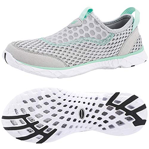 ALEADER Womens Slip On Water Shoes, Comfort Tennis Walking Sneakers LT Gray/Aqua Sky/209 6 B(M) US