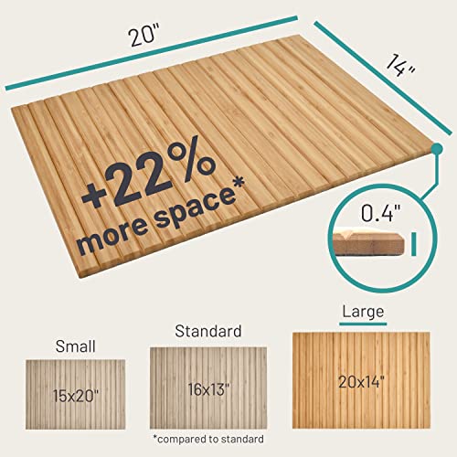 D&D Living® Couch Tray 20X14 Inch - Large Sofa Armrest Tray Table For Straight Chair Arm - Flexible | Sustainable | Non-Slip (Natural, Bamboo) #TOP1