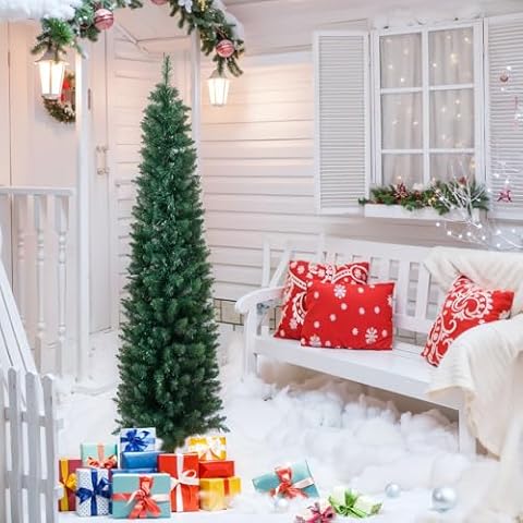 Frenzybird 7ft Christmas Tree,Pencil Tree，Artificial Christmas Tree, Fake Christmas Tree, The Best Choice for Christmas Decorations, Party Decorations (Green No Decorations) Cover