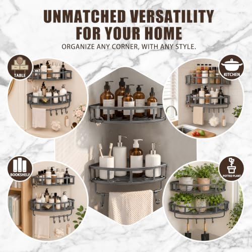 Shower Caddy Hanging 2 Pack, Rustproof Adhesive Corner Shower Shelves - image 8