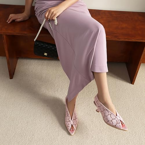 Elegant Peep Toe Slingback Pumps with Floral Mesh Design | Stylish Kitten Heel Low Platforms for Women Chic Summer and Wedding Party Dress Shoes with Flower Accents4