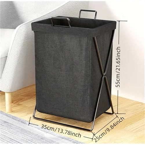 Panier à linge pliable rétro grand bac de rangement pliable gris léger 1pc - 7