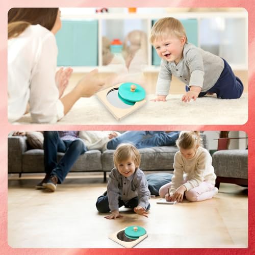 MmotZsb Kinder Kinderspiegel, Baby Spielzeug 6 Monate Spiegel Baby Bauchlage Montessori Puzzle, 1 Spiegel Blau
