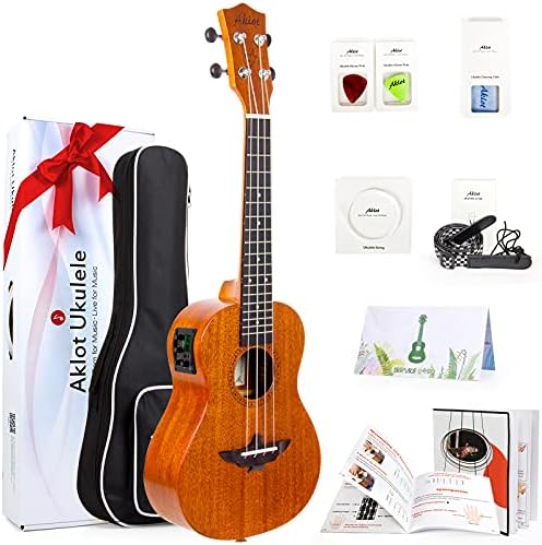 Aklot Tenor Electric Ukulele Solid Mahogany 26 Inch Ukulele with ...