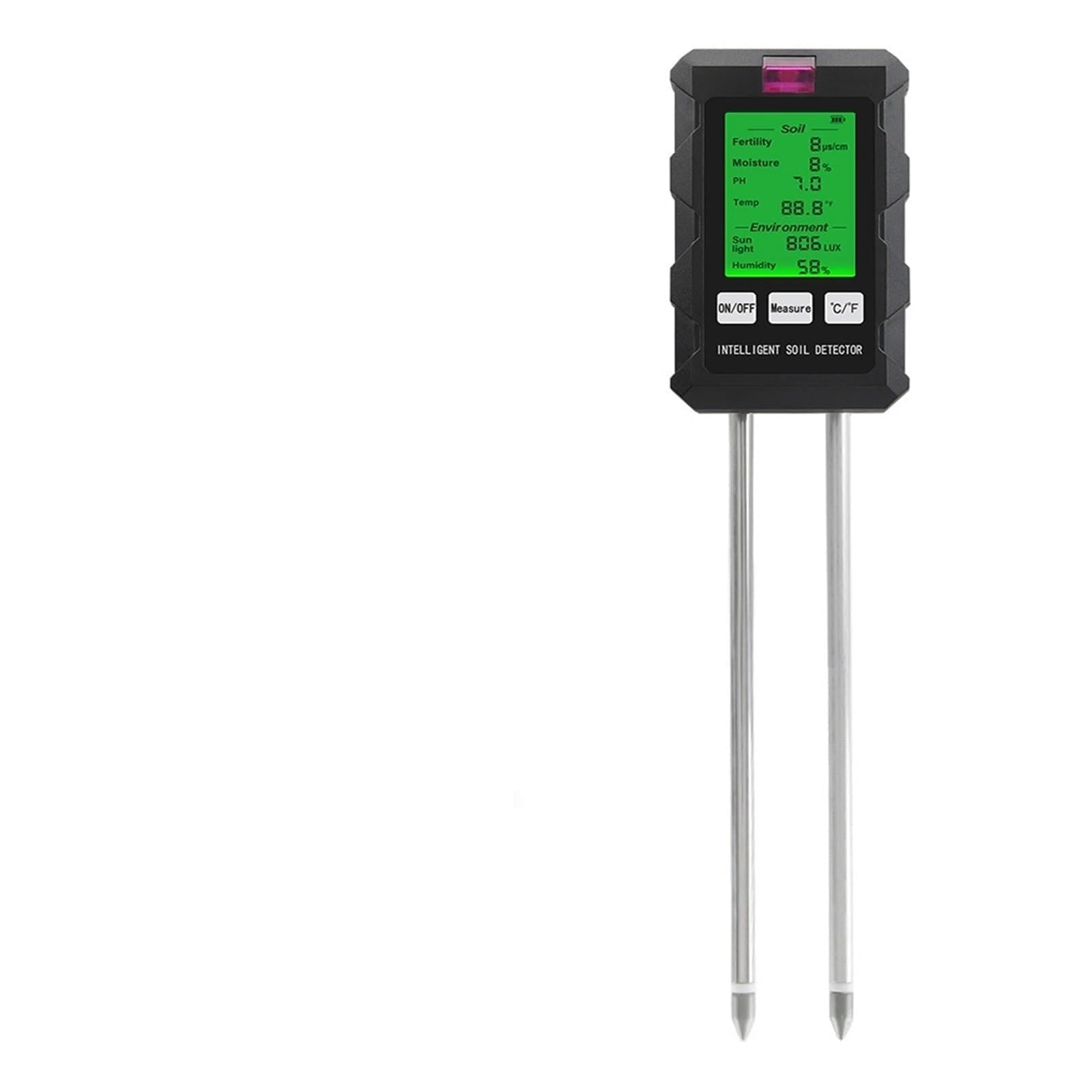 Probador de suelo, Medidor digital de pH y humedad del suelo, fertilidad, luz, temperatura, analizador preciso for jardín, plantas césped(THE01879)