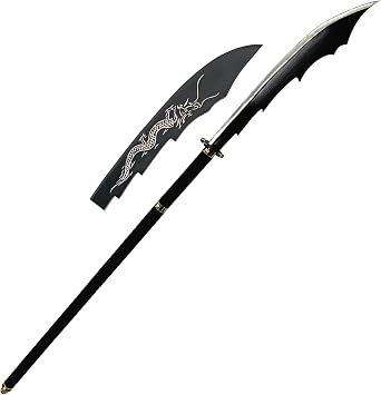 MedievalDepot Black Dragon Naginata - Overall 60" - Blackened Finish - Dragon Pattern Sheath - Collectors