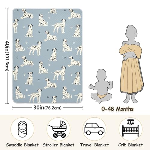 Image of Dalmatian Dogs Paw Gray Blue Baby Swaddle Blanket for Boys and Girls, Muslin Baby Receiving Swaddle Blanket, Soft Cotton Nursery Swaddling Blankets for Newborn Toddler Infant