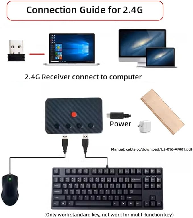 Adaptador Bluetooth 2.4G USB Tipo C para Teclado y Ratón miniatura 4