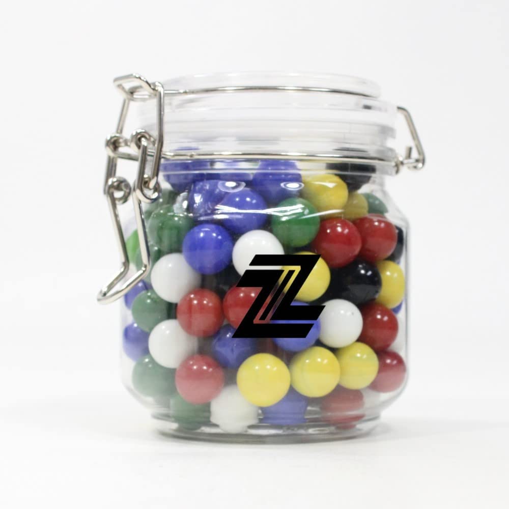 Zeekio Mega Marble Replacement Game Marbles - 150 Pieces - 6 Colors of 14mm Glass Marbles (Jar)