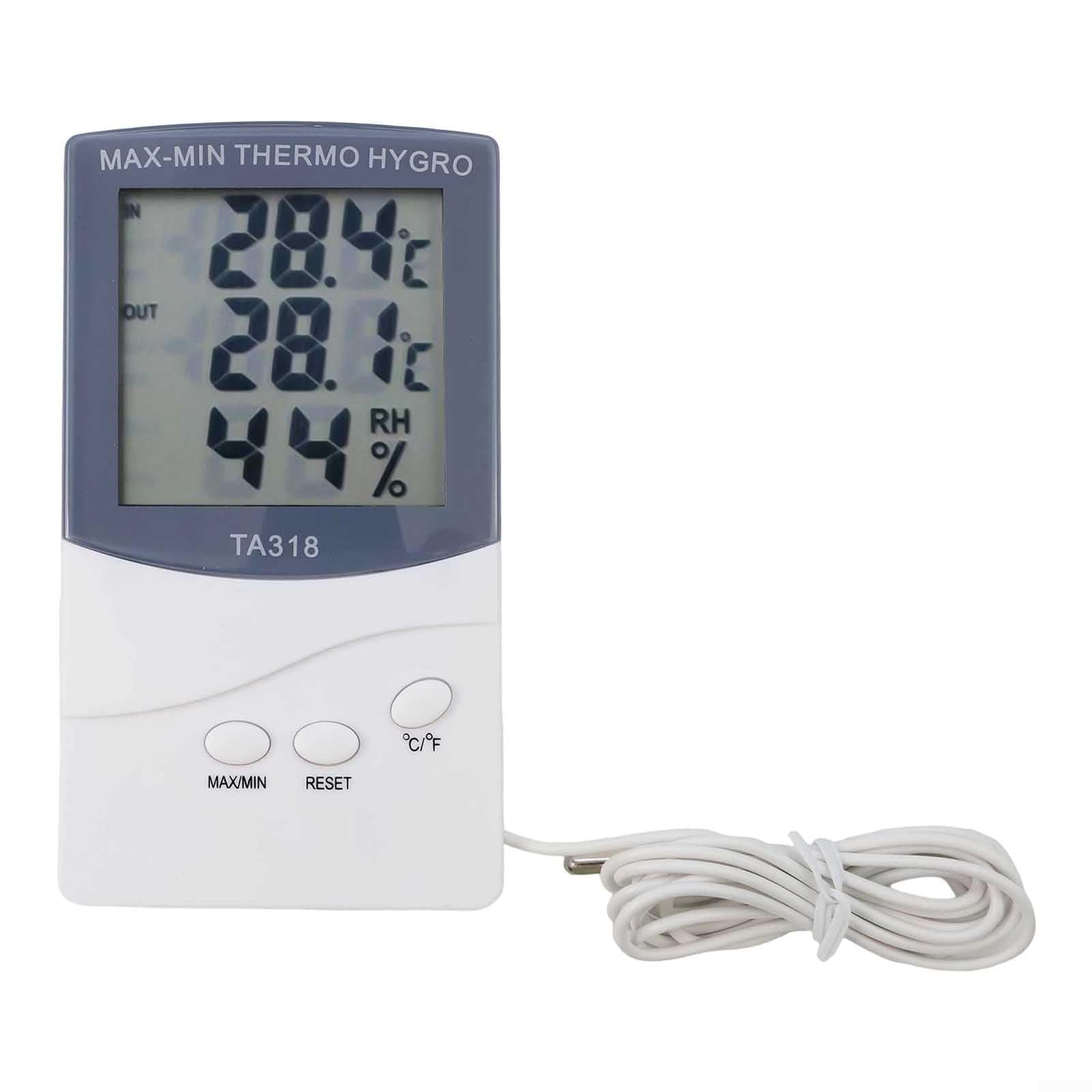 TA318 Digital Indoor Outdoor Thermometer Hygrometer with Probe, Large LCD Display, for Home Office Garden, Wall Mounted