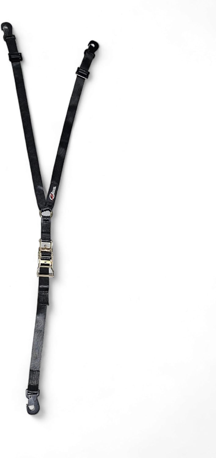 Y Spare Tire Strap – Heavy Duty 2” Wide Strap, XL Ratchet Tie Down with Industrial Flat Hook & Delta Ring – Fits Spare Tires Up to 40” – Black