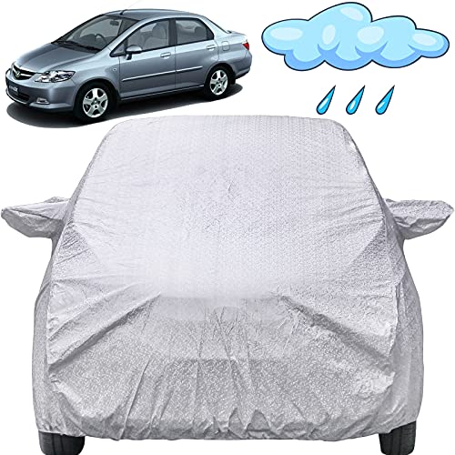 Image of Autofact Waterproof Car Body Cover Compatible with Honda City Zx (2004 to 2008) with Mirror Pockets (Shinning Silver)