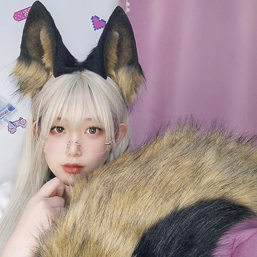 Serre-tête oreilles de loup et queue de chien en fourrure pour cosplay - 3