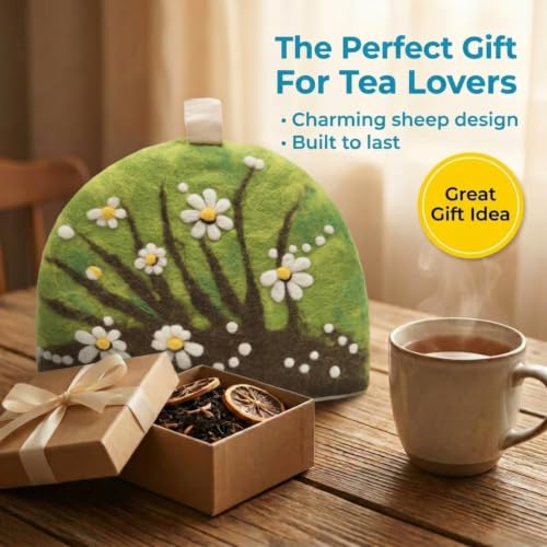Image of Glaciart One Wool Teapot Cozy Kettle Cover | Dome Shaped Large Tea Cosy, Kettle or French Press | Handmade & Needle Felted from Natural Wool | Warms Up to 2 Hours | Great as Gift