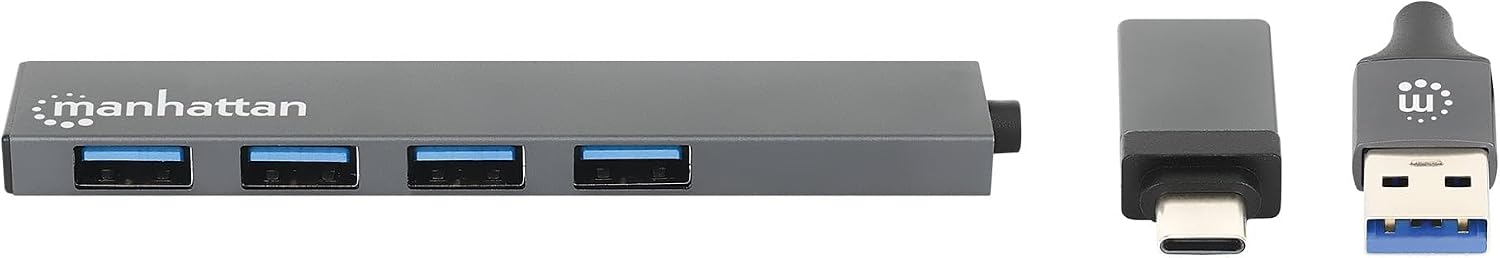 MANHATTAN 181006 USB-C 3.2 Hub 4-Port USB-A Ultra Slim Silver