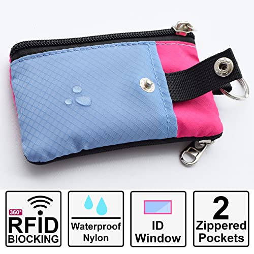 Image of CHENSPRX Minimalist RFID Blocking Small Wallet with ID Window,WaterResistant Zip Id Case Wallet with Lanyard Keychain for Cards,Cash,Travel,Women,Men
