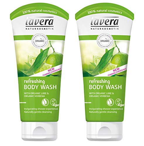 lavera Refreshing Body Wash (Pack of 2): Natural Moisturizing Shower Gel with Organic & Fruity Lime & Reviving Verbena for a gentle & mild cleansing for a refreshed skin – 6.7 Oz