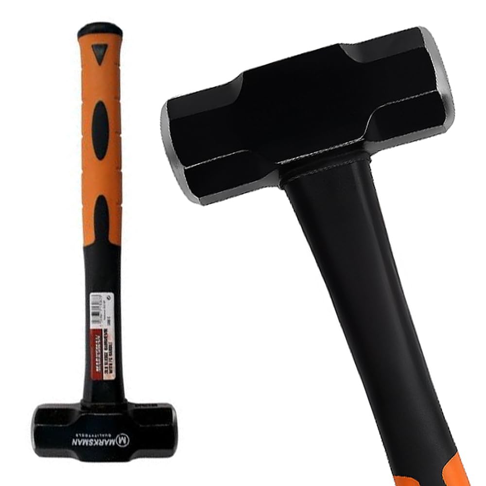 4Lb Heavy Duty Sledge Hammer - Short Handle, Comfort Grip | Fibreglass Rubber Shaft, DIY Multi Purpose Hardware, Durable Hand Tool, Household & Workshop Use