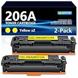 206A Yellow Toner Cartridge 2 Pack | Replacement for HP 206A W2112A 206X W2112X Toner Cartridge for Color LaserJet Pro M255dw M255nw MFP M282nw M283cdw M283fdn M283fdw Series Printer | W2112A