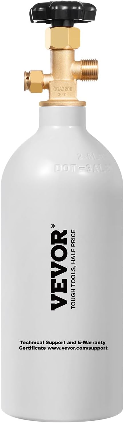 VEVOR CO2 Tank, 2.5 lbs New Aluminum Alloy Cylinder, CO2 Air Tank with Light Gray Spray Coating, CGA320 Valve & Adjustable Pressure, DOT Approved Cylinder for Draft Beer Dispensing and Soda Maker