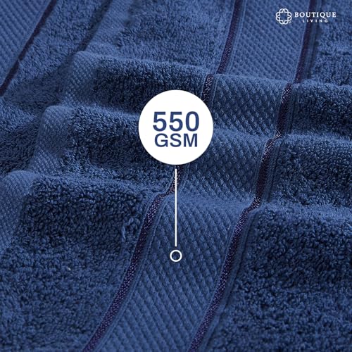 Image of BOUTIQUE LIVING Luxe Loom 100% Cotton 550 GSM Blue Hand Towels - Pack of 2