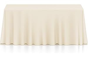 LA Linen 90 x 156 inch Rectangular Ivory Polyester Tablecloth