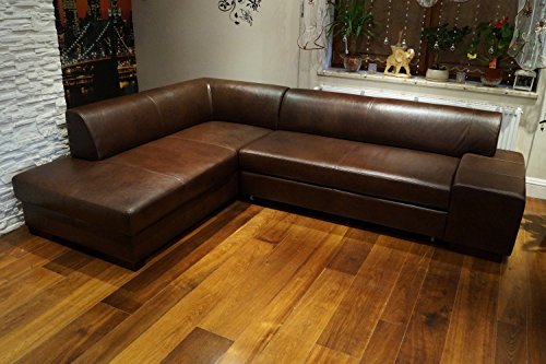 Quattro Meble Ecksofa London II 275 x 200 Dunkelbraun Echtleder...