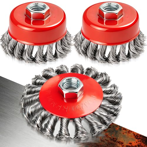 DIYSELF 3 Pack Wire Wheels for 4 1/2 Angle Grinder 3 & 4 Inch 5/8 Arbor