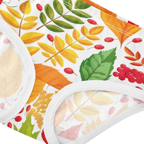 Joisal Cotton Toddler Underwear Floral Autumn Leaves Berries Little Girl Panties Colorful Briefs Girls Undies 2t4