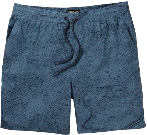Legendary Whitetails Men's Quick Dry Topographical Print 7 Inch Inseam Swim Trunks
