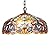 Capulina Tiffany Pendant Light Flower Victorain Antique Style Stained Glass Hanging Lamp 2 Light 16 Inches Wide for Kitchen Island Living Dining Room Home Farmhouse