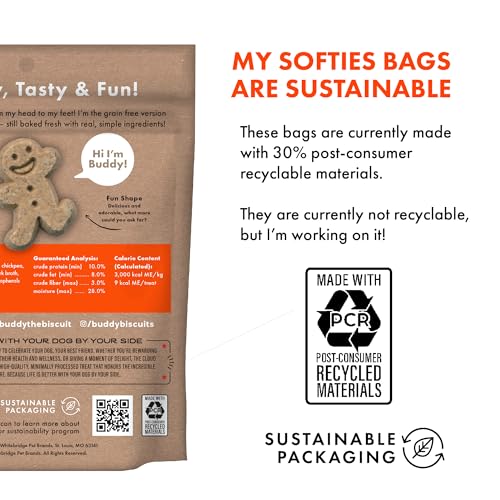 Buddy Biscuit Softies 5 oz Pouch, Grain-Free Soft & Chewy, Natural Peanut Butter Flavor Dog Treats, Oven Baked in the USA