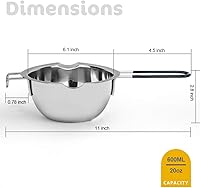 Vista 2 de Olla de Acero Inoxidable de 600ML con Asa Resistente al Calor para Derretir Chocolate, Mantequilla, Hacer Velas y Jabón