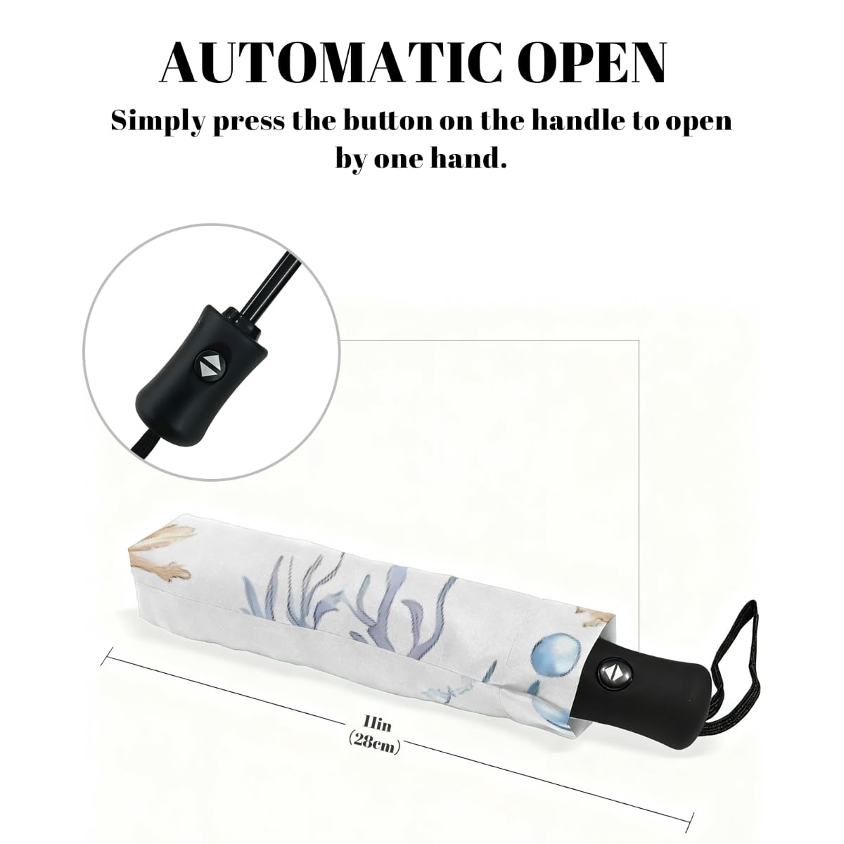 Ombrello pieghevole con tartaruga marina e medusa, ombrello da viaggio, compatto, antivento, impermeabile, con protezione UV, rivestimento nero, leggero, 8 costine, portatile, per pioggia e