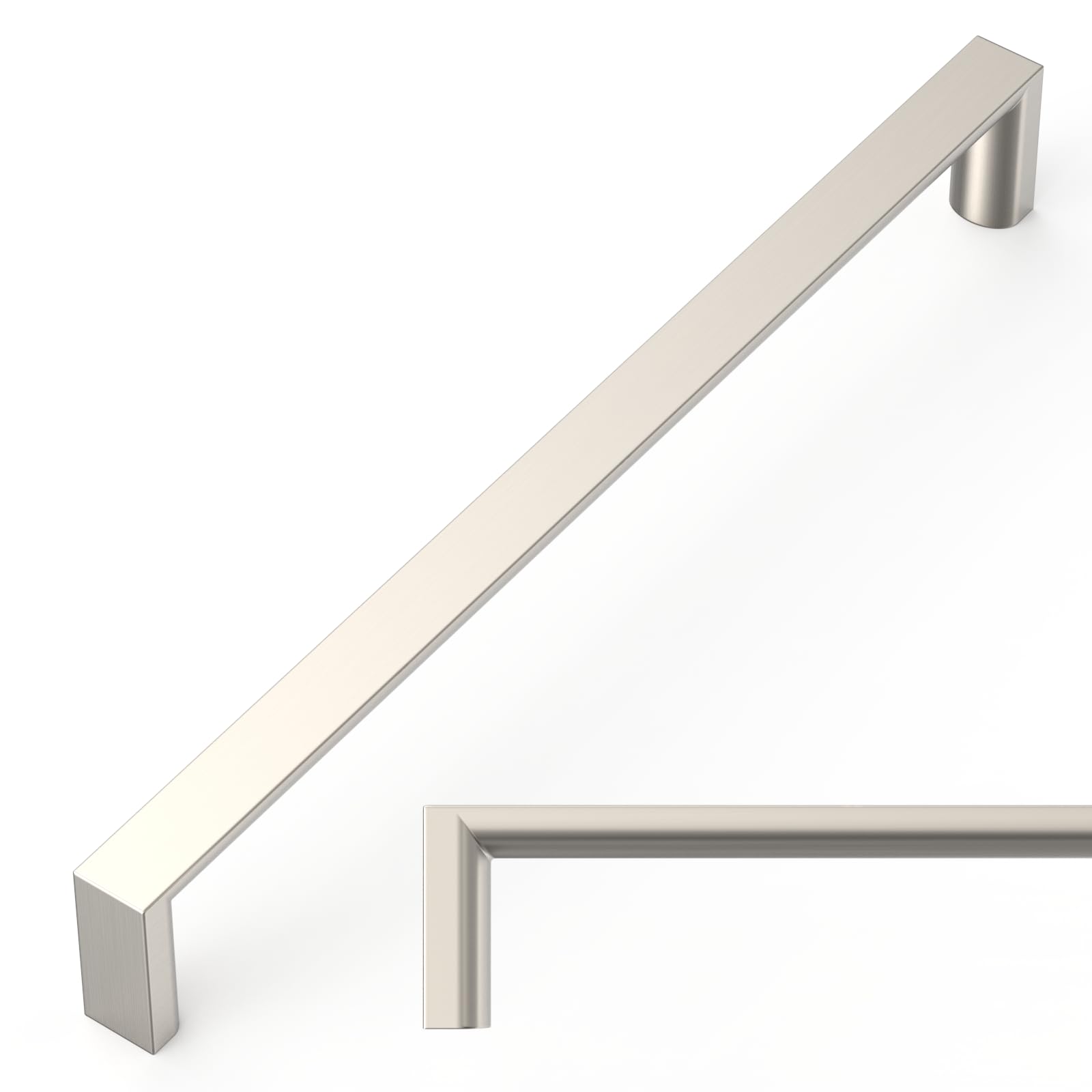 Amerdeco 10 Pack Brushed Satin Nickel Cabinet Pulls, 7.5 Inch(192mm) Hole Center Kitchen Cupboard Handles, Solid Zinc Alloy - Cabinet Hardware Drawer Pulls for Cupboard Wardrobe, AM042