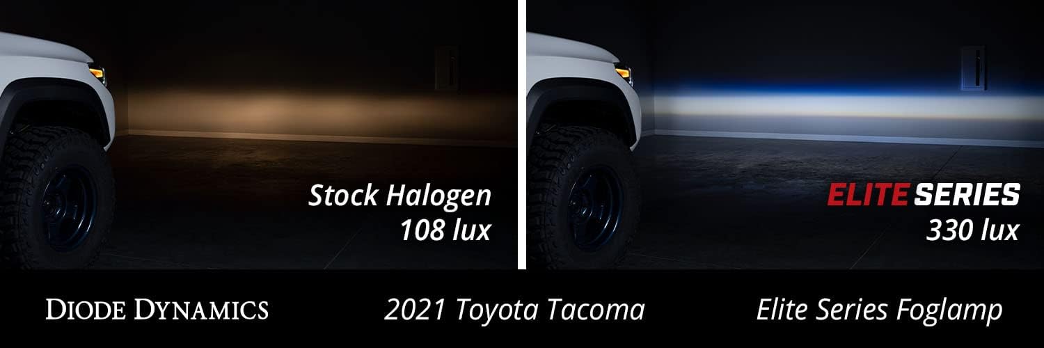 Diode Dynamics Elite Series Fog Lamps compatible with Toyota Tacoma 2012-2023 (pair), Cool White (6000K)