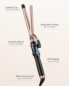 3/4 Inch Extra Long Barrel Curling Iron, Ceramic Tourmaline Curling Wand Professional Dual Voltage