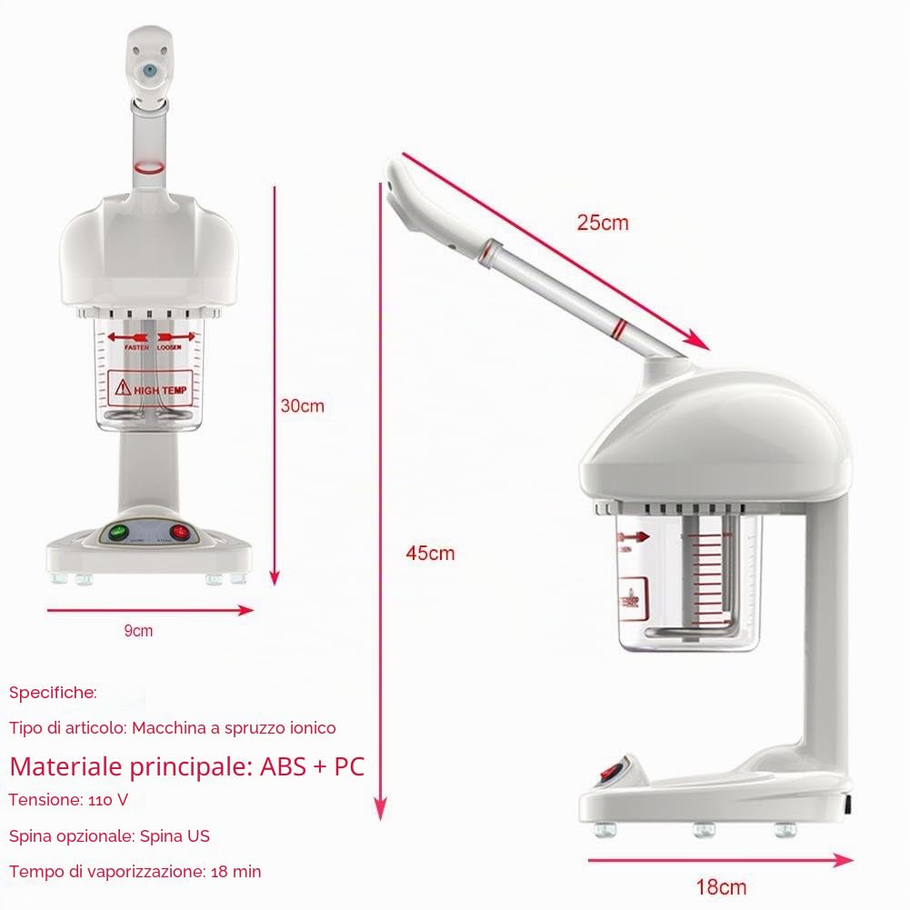 Face Spa Steamer, Ozono 2 in 1 e Sauna facciale a vapore, Nano-Ion Facial Steamer Salon Spa Macchina a vapore all'ozono Idratante Pulizia profonda